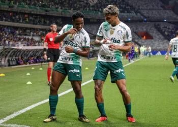 Endrick - Brésil - Photo by Icon sport
Endrick and Richard Rios of Palmeiras celebrate after scores.