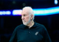 Jan 19, 2024; Charlotte, North Carolina, USA; San Antonio Spurs head coach Gregg Popovich during the second half against the Charlotte Hornets at the Spectrum Center. Mandatory Credit: Sam Sharpe-USA TODAY Sports/Sipa USA - Photo by Icon Sport