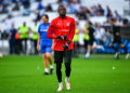 Simon NGAPANDOUETNBU of Marseille warming up prior to the UEFA Europa League match between Olympique de Marseille and Brighton & Hove Albion Football Club at Orange Velodrome, Marseille on October 5, 2023 in Marseille, France. (Photo by Baptiste Fernandez/Icon Sport)   - Photo by Icon Sport