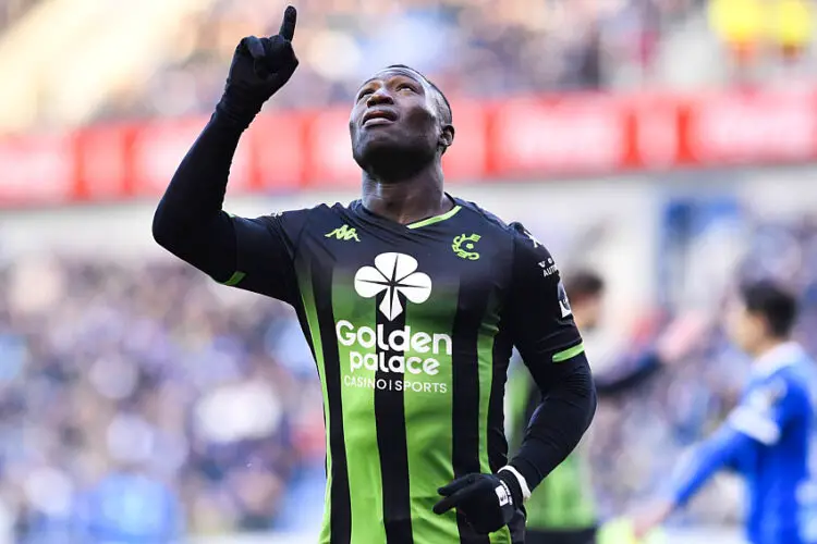 Cercle's Kevin Denkey celebrates after scoring during a soccer match between KRC Genk and Cercle Brugge, Saturday 20 January 2024 in Genk, on day 21 of the 2023-2024 season of the 'Jupiler Pro League' first division of the Belgian championship. BELGA PHOTO JOHAN EYCKENS - Photo by Icon Sport   - Photo by Icon Sport