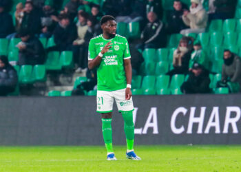 Buduka BATUBINSIKA of Saint Etienne during the Ligue 2 BKT match between Association Sportive de Saint-Etienne and Sporting Club Bastiais at Stade Geoffroy-Guichard on December 19, 2023 in Saint-Etienne, France. (Photo by Romain Biard/Icon Sport)