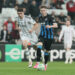 Besiktas' Emirhan Delibas and Club's Andreas Skov Olsen fight for the ball during a soccer game between Turkish Besiktas J.K. and Belgian Club Brugge KV, on day 5 of the group phase of the UEFA Conference League competition, in group D, Thursday 30 November 2023 in Istanbul, Turkey. BELGA PHOTO BRUNO FAHY - Photo by Icon sport