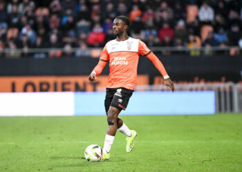 12 Darlin YONGWA (fcl) during the Ligue 1 Uber Eats match between Football Club de Lorient and Football Club de Nantes at Stade du Moustoir on February 24, 2024 in Lorient, France. (Photo by Anthony Bibard/FEP/Icon Sport)