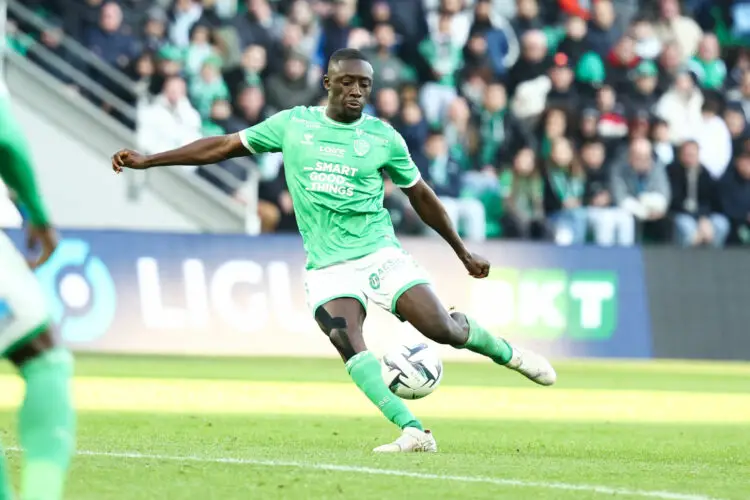 Dennis APPIAH of AS Saint-Etienne  during the Ligue 2 BKT match between Association Sportive de Saint-Etienne and Amiens Sporting Club at Stade Geoffroy-Guichard on January 27, 2024 in Saint-Etienne, France. (Photo by Alex Martin/FEP/Icon Sport)