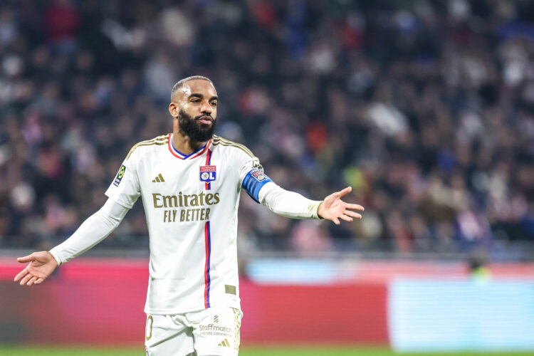 Alexandre LACAZETTE of Lyon during the Ligue 1 Uber Eats match between Olympique Lyonnais and Stade Rennais Football Club at Groupama Stadium on January 26, 2024 in Lyon, France. (Photo by Johnny Fidelin/Icon Sport)