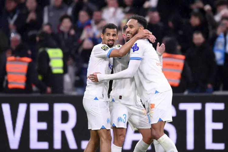 10 Pierre-Emerick AUBAMEYANG (om) - 29 Iliman NDIAYE (om) during the Ligue 1 Uber Eats match between Olympique de Marseille and Montpellier Herault Sport Club at Orange Velodrome on February 25, 2024 in Marseille, France. (Photo by Philippe Lecoeur/FEP/Icon Sport)
