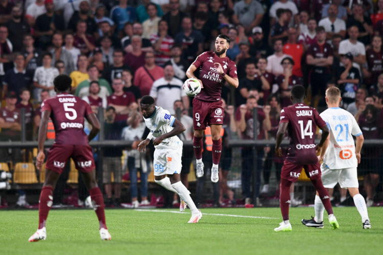 09 Georges MIKAUTADZE (fcm) during the Ligue 1 Uber Eats match between Metz and Olympique de Marseille at Stade Saint-Symphorien on August 18, 2023 in Metz, France. (Photo by Philippe Lecoeur/FEP/Icon Sport)