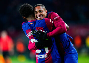 Vitor Roque of FC Barcelona celebrates the 1-0 during the La Liga EA Sports match between FC Barcelona and CA Osasuna played at Lluis Companys Stadium on January 31, 2024 in Barcelona, Spain. (Photo by Sergio Ruiz / Pressinphoto / Icon Sport) - Photo by Icon Sport
