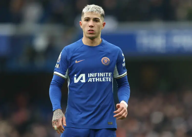 London, England, 13th January 2024. Enzo Fernández of Chelsea during the Premier League match at Stamford Bridge, London. Picture credit should read: Paul Terry / Sportimage - Photo by Icon Sport