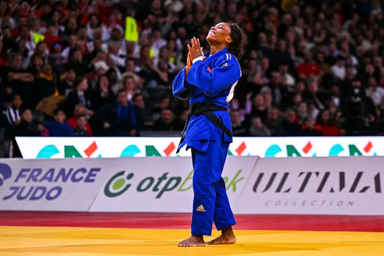 Priscilla GNETO of France celebrates during the Paris Grand Slam - Day 1 at AccorHotels Arena on February 4, 2023 in Paris, France. (Photo by Baptiste Fernandez/Icon Sport)  - Photo by Icon Sport