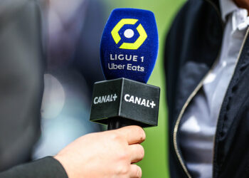 Illustration micro Canal+ prior the Ligue 1 Uber Eats match between Montpellier and Rennes at Stade de la Mosson on April 23, 2023 in Montpellier, France. (Photo by Johnny Fidelin/Icon Sport)   - Photo by Icon Sport