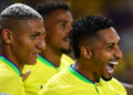 (230909) -- BELEM, Sept. 9, 2023 (Xinhua) -- Brazil's Richarlison (L) and Marquinhos (R) celebrate during the 2026 World Cup qualifier match between Brazil and Bolivia at the Olympic Stadium of Para in Belem, capital of the State of Para, Brazil, on Sept. 8, 2023. (Photo by Lucio Tavora/Xinhua) - Photo by Icon sport   - Photo by Icon Sport