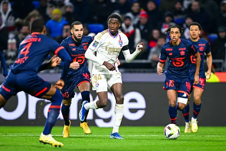 Mahamadou DIAWARA of Lyon during the French Ligue 1 Uber Eats football match between Olympique Lyonnais and Lille Olympique Sporting Club at Groupama Stadium on November 26, 2023 in Lyon, France. (Photo by Baptiste Fernandez/Icon Sport)   - Photo by Icon Sport
