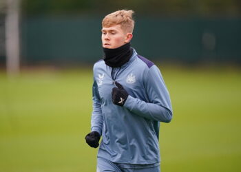 Newcastle United's Lewis Hall during a training session at Darsley Park, Newcastle. Picture date: Tuesday December 12, 2023. - Photo by Icon sport   - Photo by Icon Sport