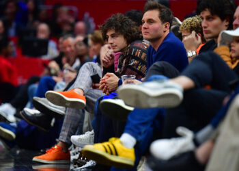 Dec 16, 2023; Los Angeles, California, USA; Film actor Timothee Chalamet attends the game between the Los Angeles Clippers and New York Knicks during the second half at Crypto.com Arena. Mandatory Credit: Gary A. Vasquez-USA TODAY Sports/Sipa USA - Photo by Icon sport   - Photo by Icon Sport