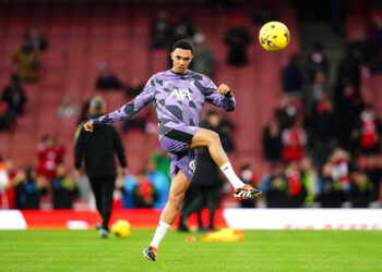 Liverpool's Trent Alexander-Arnold warming up prior to kick-off before the Premier League match at Emirates Stadium, London. Picture date: Sunday February 4, 2024. - Photo by Icon Sport   - Photo by Icon Sport