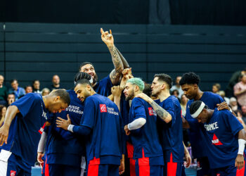 Team France during the FIBA EuroBasket Qualifier 2025 match between Bosnia Herzegovina and France on February 26, 2024 in Tuzla, Bosnia and Herzegovina. (Photo by Nikola Krstic/Icon Sport)   - Photo by Icon Sport