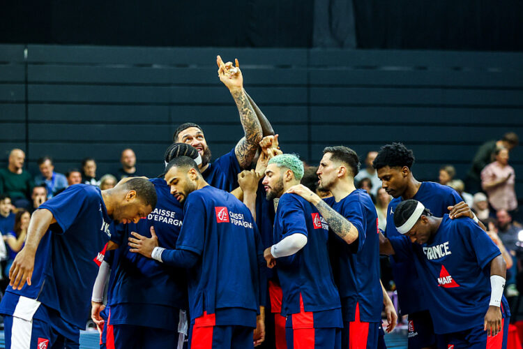 Team France during the FIBA EuroBasket Qualifier 2025 match between Bosnia Herzegovina and France on February 26, 2024 in Tuzla, Bosnia and Herzegovina. (Photo by Nikola Krstic/Icon Sport)   - Photo by Icon Sport