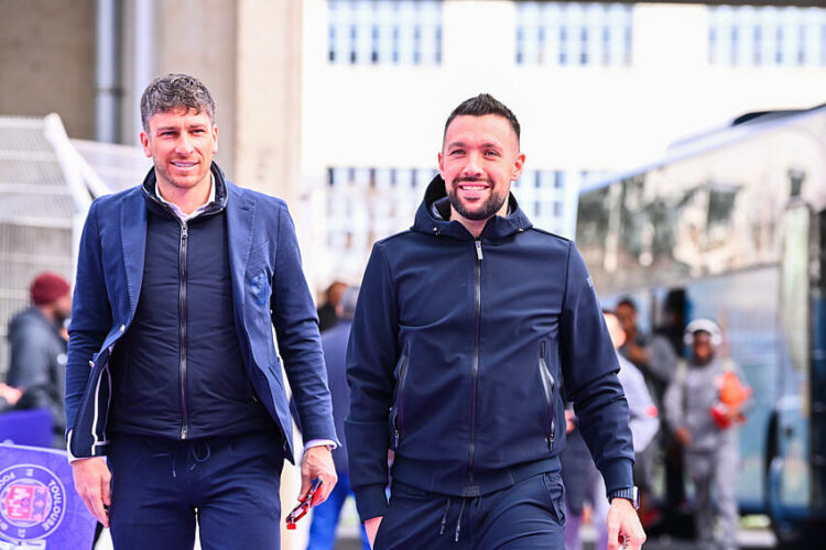 Florian GHISOLFI director sportif and Francesco FARIOLI head coach of Nice arrives prior the Ligue 1 Uber Eats match between Toulouse and Nice at Stadium Municipal on March 3, 2024 in Toulouse, France. (Photo by Daniel Derajinski/Icon Sport)   - Photo by Icon Sport