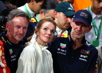 (L to R): Christian Horner (GBR) Red Bull Racing Team Principal with wife Geri Horner (GBR) Singer and Adrian Newey (GBR) Red Bull Racing Chief Technical Officer in parc ferme.  09.03.2024. Formula 1 World Championship, Rd 2, Saudi Arabian Grand Prix, Jeddah, Saudi Arabia, Race Day.   - www.xpbimages.com, EMail: requests@xpbimages.com © Copyright: Coates / XPB Images   - Photo by Icon Sport