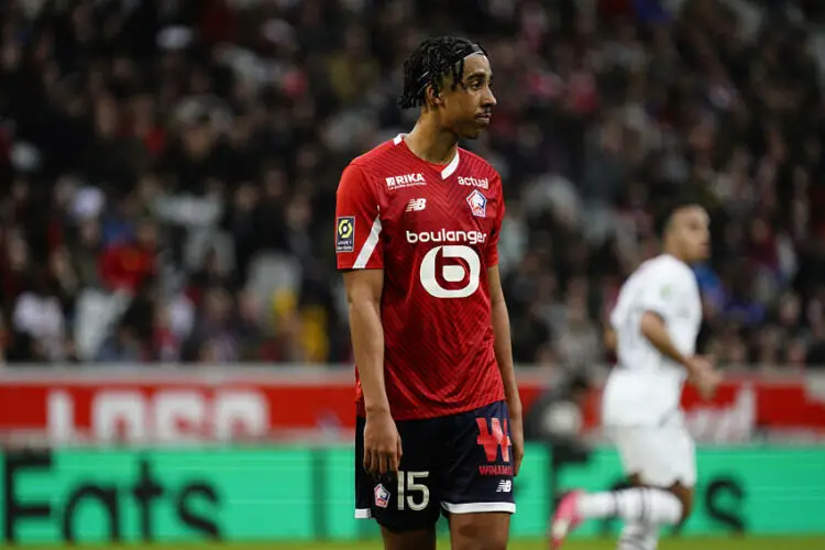 Leny Yoro of Lille during the Ligue 1 Uber Eats match between Lille and Rennes at Decathlon Arena Stade Pierre Mauroy on March 10, 2024 in Lille, France.(Photo by Dave Winter/Icon Sport)   - Photo by Icon Sport