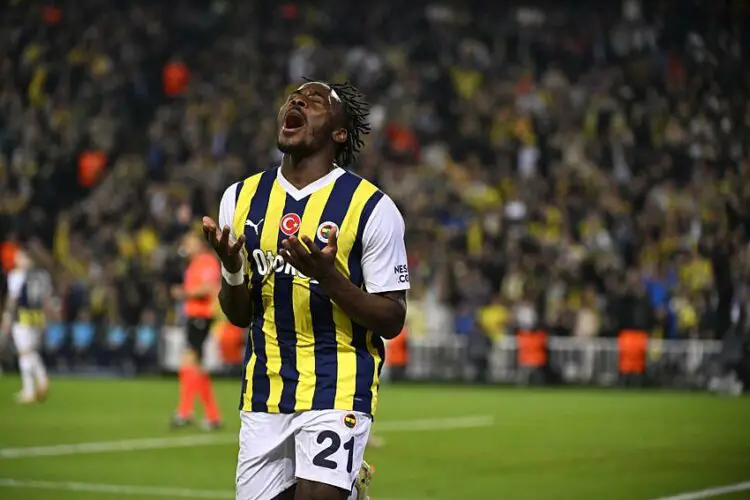 Fenerbahce's Bright Osayi-Samuel looks dejected after a cancelled goal during a soccer game between Turkish club Fenerbahce SK and Belgian club Royale Union Saint Gilloise, on Thursday 14 March 2024 in Istanbul, Turkey, the return leg of the 1/8 finals of the UEFA Conference League competition. BELGA PHOTO LAURIE DIEFFEMBACQ   - Photo by Icon Sport