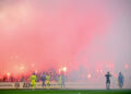 Fumigènes à Nantes pour FCN - RSCA en 2024.(Photo by Anthony Bibard/FEP/Icon Sport)