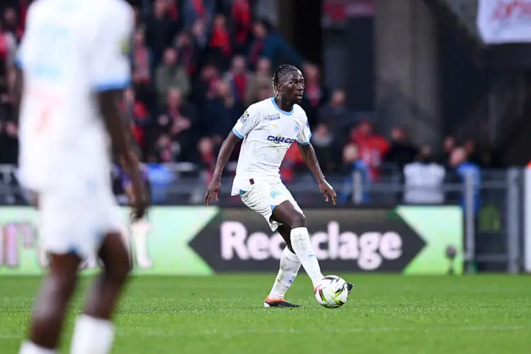 18 Bamo MEITE (om) during the Ligue 1 Uber Eats match between Rennes and Marseille at Roazhon Park on March 17, 2024 in Rennes, France.(Photo by Philippe Lecoeur/FEP/Icon Sport)   - Photo by Icon Sport