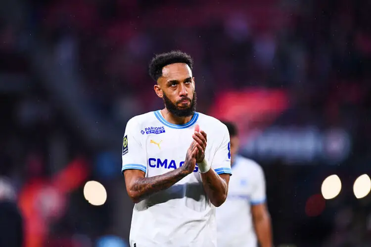 Pierre-Emerick AUBAMEYANG of Marseille looks dejected after the Ligue 1 Uber Eats match between Rennes and Marseille at Roazhon Park on March 17, 2024 in Rennes, France.(Photo by Philippe Lecoeur/FEP/Icon Sport)   - Photo by Icon Sport