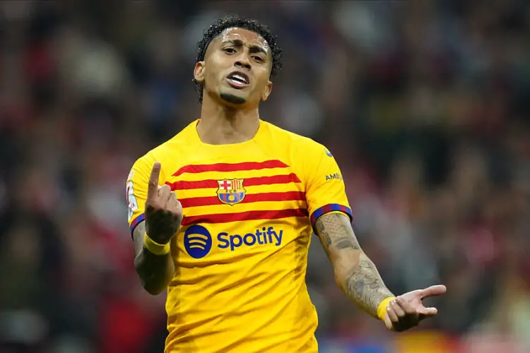 Raphael Dias Belloli Raphinha of FC Barcelona during the La Liga EA Sports, date 29 between Atletico de Madrid and FC Barcelona played at Civitas Metropolitano Stadium on March 17, 2024 in Madrid, Spain. (Photo by Cesar Cebolla / Pressinphoto / Icon Sport)   - Photo by Icon Sport