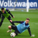 19 March 2024, Hesse, Frankfurt/Main: Soccer: National team, before the international match against France, training, DFB Campus. National team players Jamal Musiala (l) and Joshua Kimmich take part in training. Photo: Arne Dedert/dpa Photo by Icon Sport   - Photo by Icon Sport