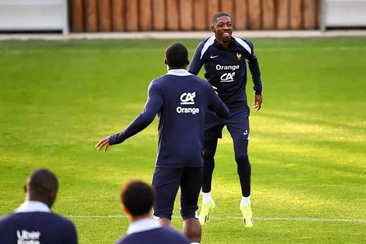 Ousmane Dembélé avec les Bleus à l'entraînement en 2024 - Photo by Icon Sport