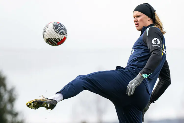 240324 Erling Braut Haaland of the Norwegian national football team during a training session on March 24, 2024 in Lillestrøm.  Photo: Marius Simensen / BILDBYRÅN / COP 238 bbeng football fotball fotboll norge norway practice soccer training trening träning Photo by Icon Sport   - Photo by Icon Sport