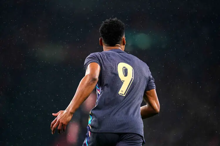England's Ollie Watkins wearing a strip without a name on it during the international friendly match at Wembley Stadium, London. England players are wearing shirts without names on the back in the second half of their friendly against Belgium on Tuesday as part of a campaign to raise awareness of dementia. Picture date: Tuesday March 26, 2024.   - Photo by Icon Sport