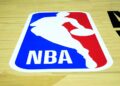 Feb 18, 2023; Salt Lake City, UT, USA; The NBA logo on the court at Huntsman Center. Mandatory Credit: Kirby Lee-USA TODAY Sports/Sipa USA - Photo by Icon sport   - Photo by Icon Sport