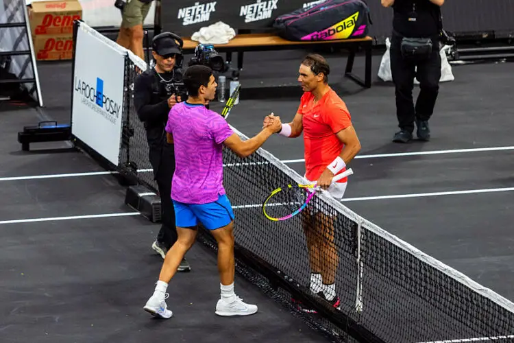 Carlos Alcaraz (L) and Rafael Nadal  - Photo by Icon Sport