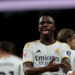 Madrid, Kingdom of Spain; 03.10.2024.- Vinicius Jr. Real Madrid player celebrates with his teammates the scoring of his first goal. Real Madrid beats Celta de Vigo 4-0. Real Madrid scores 4 goals Vinicius Jr 21', Vicente Guaita 79' (own goal), Carlos Dominguez Caseres 88' (own goal) and Arda Guler +4'. On matchday 28 of the Spanish soccer league at the Santiago Bernabeu Stadium in Madrid. Photo: Juan Carlos Rojas   Photo by Icon Sport   - Photo by Icon Sport