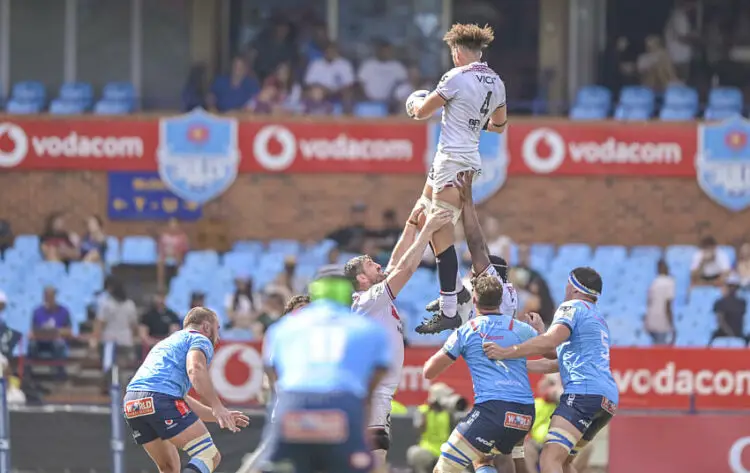 Theo William of Lyon during the Investec Champions Cup match between Bulls and Lyon at Loftus Versfeld Stadium on April 6, 2024 in Pretoria, South Africa. (Photo by Steve Haag Sports/Icon Sport)   - Photo by Icon Sport