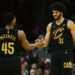 Apr 10, 2024; Cleveland, Ohio, USA; Cleveland Cavaliers guard Donovan Mitchell (45) and center Jarrett Allen (31) celebrate during the second half against the Memphis Grizzlies at Rocket Mortgage FieldHouse. Mandatory Credit: Ken Blaze-USA TODAY Sports/Sipa USA   - Photo by Icon Sport