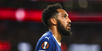 Pierre-Emerick AUBAMEYANG of Marseille during the UEFA Europa League Quarter-finals match between Benfica and Marseille at Estadio da Luz on April 11, 2024 in Lisbon, Portugal.(Photo by Johnny Fidelin/Icon Sport)   - Photo by Icon Sport