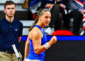 Diane PARRY of France celebrates during the Billie Jean King Cup match between France and Great Britain at Chaudron on April 12, 2024 in Le Portel, France.(Photo by Daniel Derajinski/Icon Sport)   - Photo by Icon Sport