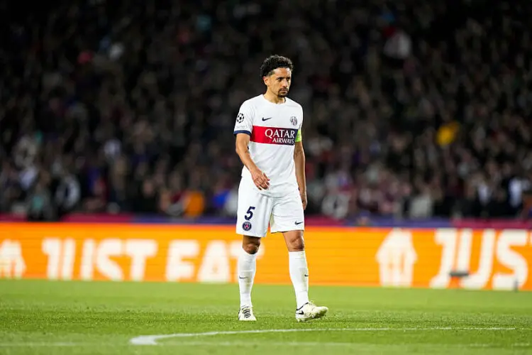 MARQUINHOS of PSG during the UEFA Champions League Quarter-finals match between Barcelona and Paris at Estadi Olimpic Lluis Companys on April 16, 2024 in Barcelona, Spain.(Photo by Hugo Pfeiffer/Icon Sport)   - Photo by Icon Sport