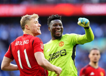 Andre Onana et Rasmus Hojlund (Manchester United) - Photo by Icon Sport