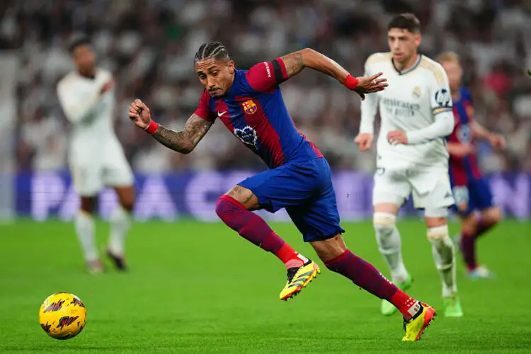 Raphael Dias Belloli Raphinha of FC Barcelona during the La Liga match between Real Madrid and FC Barcelona played at Santiago Bernabeu Stadium on April 21, 2024 in Madrid, Spain. (Photo by Bagu Blanco / Pressinphoto / Icon Sport)   - Photo by Icon Sport