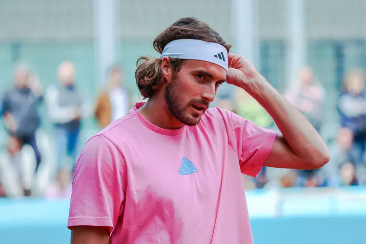 Stefanos Tsitsipas of Greece trains on Day Four of the Mutua Madrid Open 2024 tournament at La Caja Magica. (Photo by Miguel Reis / SOPA Images/Sipa USA)   - Photo by Icon Sport
