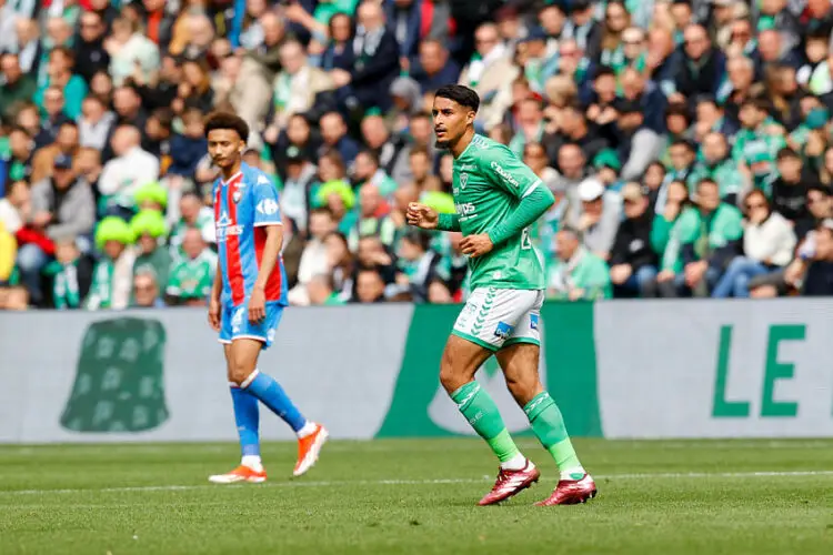 29 Aimen MOUEFFEK (asse) during the Ligue 2 BKT match between Saint-Etienne and Caen at Stade Geoffroy-Guichard on April 27, 2024 in Saint-Etienne, France.(Photo by Loic Baratoux/FEP/Icon Sport)   - Photo by Icon Sport