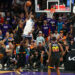 Apr 28, 2024; Phoenix, Arizona, USA; Minnesota Timberwolves guard Anthony Edwards (5) dunks against the Phoenix Suns during the second half of game four of the first round for the 2024 NBA playoffs at Footprint Center. Mandatory Credit: Joe Camporeale-USA TODAY Sports/Sipa USA   - Photo by Icon Sport