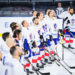 Team of France during the national anthem after the International Friendly Ice Hockey match between France and Italy on May 3, 2019 in Cergy-Pontoise, France. (Photo by Sandra Ruhaut/Icon Sport)   - Photo by Icon Sport