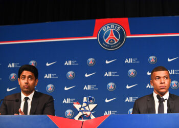 Nasser al Khelaifi  et Kylian Mbappé (Photo by Philippe Lecoeur/FEP/Icon Sport)