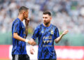 (230615) -- BEIJING, June 15, 2023 (Xinhua) -- Lionel Messi (R) of Argentina talks with teammate Angel di Maria ahead of an international football invitational between Argentina and Australia in Beijing, capital of China, June 15, 2023. (Xinhua/Wang Lili) - Photo by Icon sport   - Photo by Icon Sport